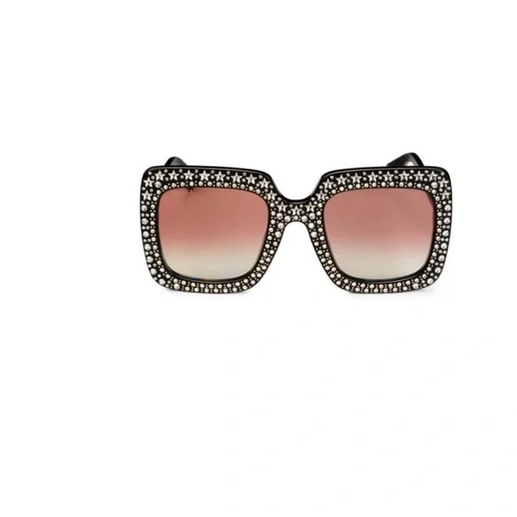 Gucci Black Crystal Retro Oversized Sunglasses Brand New Never Worn - Picture 8 of 16